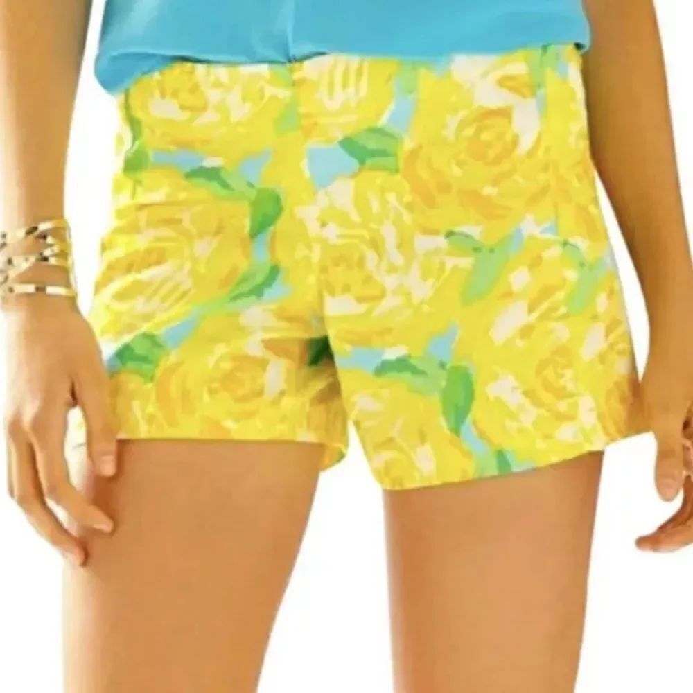 Lilly Pulitzer Deenie Sunglow Yellow Rose Shorts Women’s 00